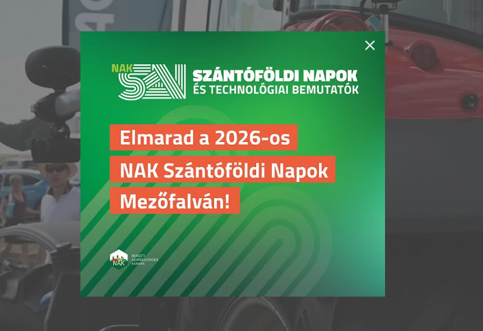 Tájékoztatás a NAK Szántóföldi Napok 2026 rendezvény elmaradásáról